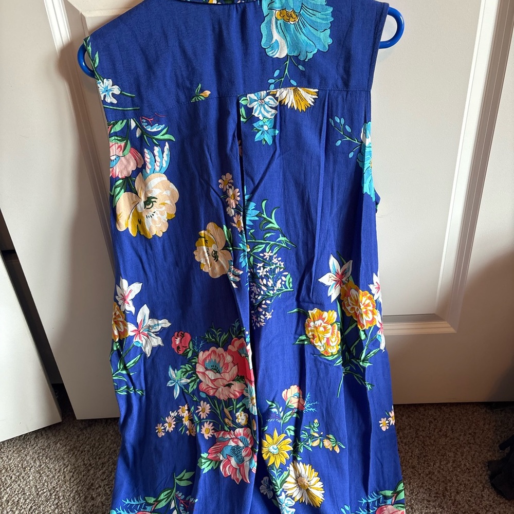 Anthropologie Blue Floral Midi Dress - Picture 9 of 11
